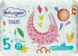 Подгузники Babydream Fun&Fit Junior Plus №5+ (12-25 кг), 38 шт.