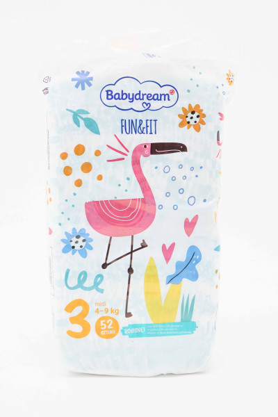 Подгузники Babydream Fun&Fit Midi №3 (4-9 кг), 52 шт.