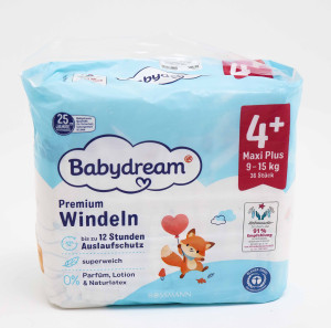 Подгузники Babydream Windeln Premium Maxi Plus №4+ (9-15 кг), 36 шт.