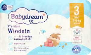 Подгузники Babydream Windeln Premium Midi №3 (5-9 кг), 46 шт.