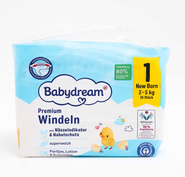 Подгузники Babydream Windeln Premium Newborn №1 (2-5 кг), 26 шт.