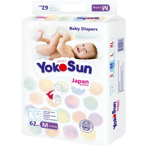 Подгузники одноразовые YokoSun M (5-10кг), 62 шт.