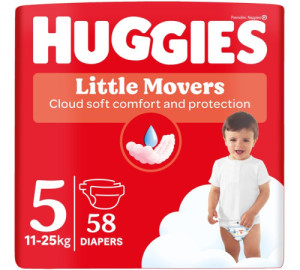 Подгузники Huggies Little Movers №5 (11-25 кг) 58шт., унисекс
