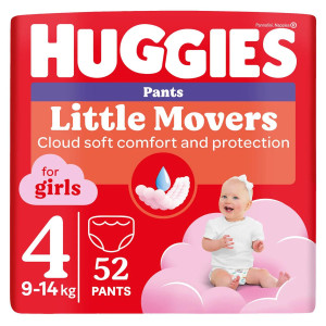 Трусики для девочки одноразовые Huggies Pants Little Movers №4 (9-14 кг), 52 шт.