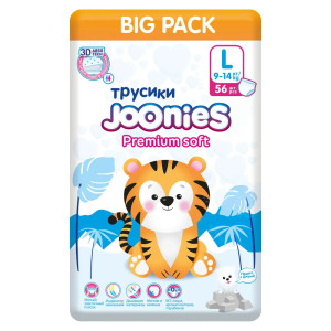 Трусики Joonies Premium Soft L (9-14кг), 56 шт.