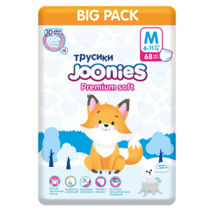 Трусики Joonies Premium Soft M (6-11кг), 68 шт.