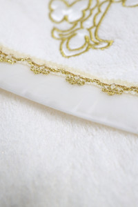 Полотенце - уголок махровое Ramel 366 Крест/бабочки, крыжма для крещения, хлопок, 100х100см