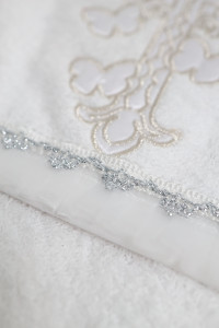 Полотенце - уголок махровое Ramel 366 Крест/бабочки, крыжма для крещения, хлопок, 100х100см