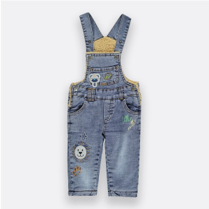 Полукомбинезон джинсовый OV Тигр/Солнышко, велсофт, 9-36 м