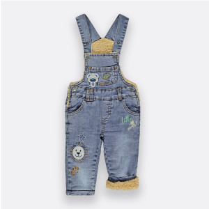 Полукомбинезон джинсовый OV Тигр/Солнышко, велсофт, 9-36 м