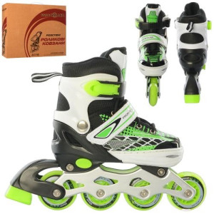 Роликовые коньки PROF1 KIDS  A 4140, раздвижные, переднее колесо светится