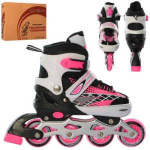 Роликовые коньки PROF1 KIDS  A 4140, раздвижные, переднее колесо светится