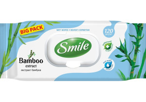 Салфетки влажные Smile Baby, антибактериальный эффект, с клапаном, 120 шт.
