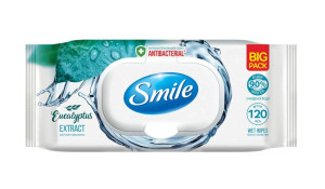 Салфетки влажные Smile Baby, антибактериальный эффект, с клапаном, 120 шт.