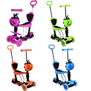 Самокат трехколесный iTrike JR 3-026-B/59033 Божья коровка, с корзинкой, сиденьем и родительской ручкой