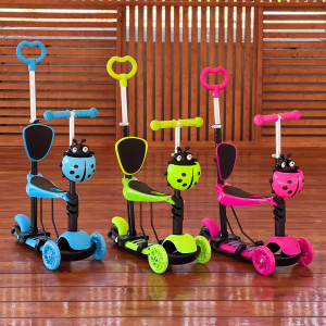 Самокат трансформер M-Trike MAXI Божья коровка, 5 в 1, трехколесный