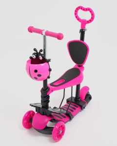 Самокат трансформер M-Trike MAXI Божья коровка, с подножкой, 5 в 1, трехколесный