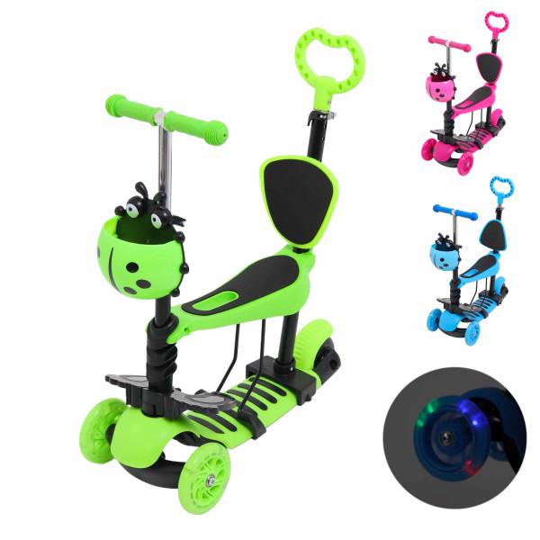 Самокат трансформер M-Trike MAXI Божья коровка, с подножкой, 5 в 1, трехколесный