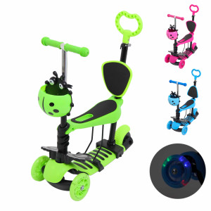 Самокат трансформер M-Trike MAXI Божья коровка, с подножкой, 5 в 1, трехколесный