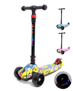 Самокат трехколесный M-Trike Граффити MAXI, складной, сталь