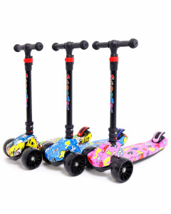 Самокат трехколесный M-Trike Граффити MAXI, складной, сталь