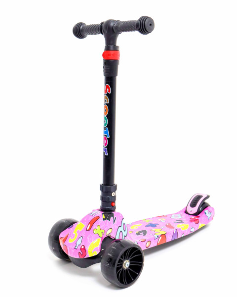 Самокат трехколесный M-Trike Граффити MAXI, складной, сталь, розовый