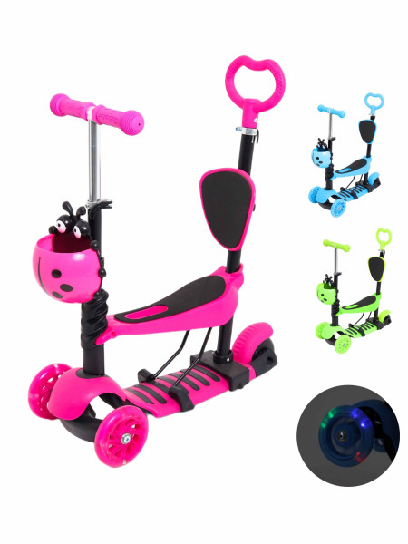 Самокат трансформер M-Trike MAXI Божья коровка, 5 в 1, трехколесный