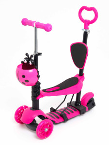 Самокат трансформер M-Trike MAXI Божья коровка, 5 в 1, трехколесный