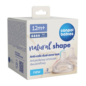 Соска антиколиковая Canpol babies Natural Shape DuoFlex Fast, силикон, 4 потока, 12m+, 2 шт.