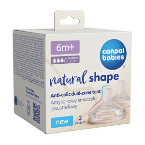 Соска антиколиковая Canpol babies Natural Shape DuoFlex Medium, силикон, 3 потока, 6m+, 2 шт.