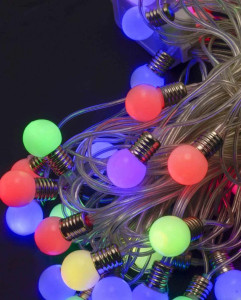 Гирлянда светодиодная 1362-1363 LED Лампочка матовая, цвета и размер лампочек в ассортименте, IP 44, + переходник