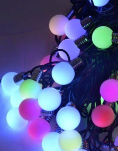 Гирлянда светодиодная 1362-1363 LED Лампочка матовая, цвета и размер лампочек в ассортименте, IP 44, + переходник