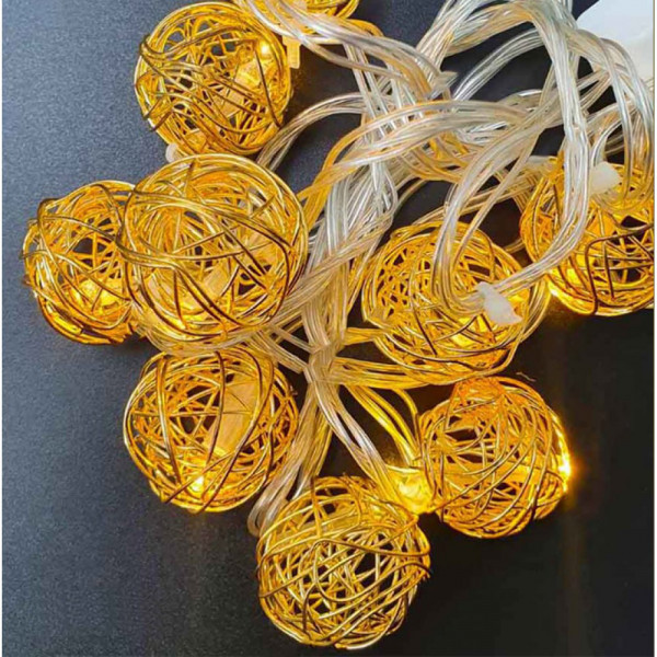 Гирлянда светодиодная 1670 LED Ротанг золото, длина 2 м, IP44