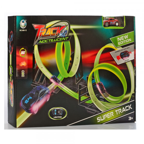 Трек 066-12 светящийся в темноте, машинка инерционная