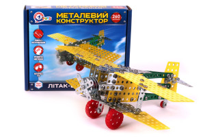 Конструктор металлический ТехноК Самолет-биплан 4791, 260 деталей