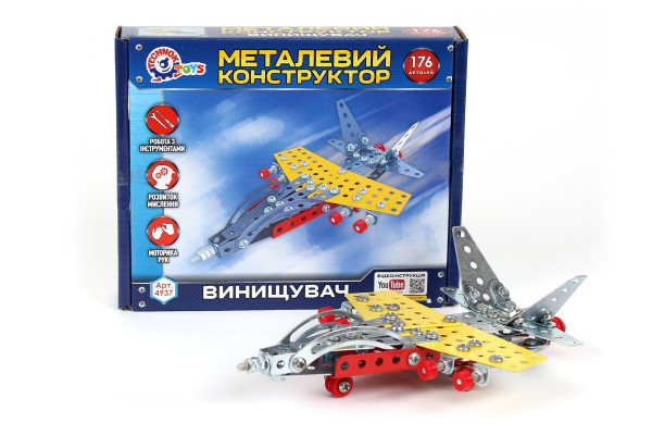Конструктор металлический ТехноК Истребитель 4937, 176 деталей