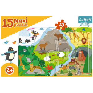 Пазлы Trefl Maxi Где живут звери, Baby, 15 элементов