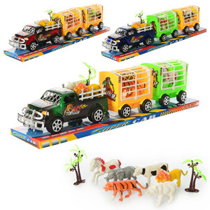 Трейлер-джип 906-100, с животными, инерционный, 52см