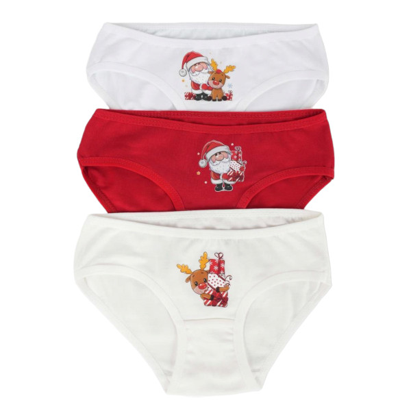 Трусики для девочки Katamino Новый год, хлопок, 1-8 лет, 3шт.