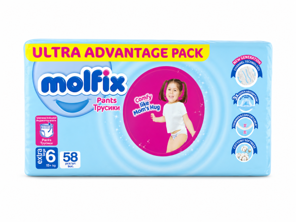 Трусики Molfix Pants Extra Large №6 (15+кг), 58 шт.