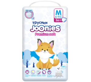 Трусики Joonies Premium Soft M (6-11кг), 56 шт.