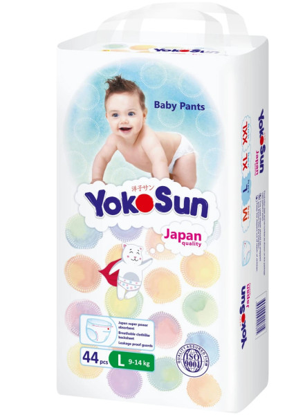 Трусики-подгузники одноразовые YokoSun L (9-14кг), 44 шт.