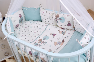 Детское постельное белье Twins Dolce Forest mint, постельный комплект: 6 элементов