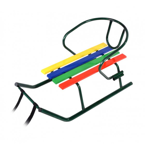 Санки детские Vitan Малыш с цветными планками, со съемной спинкой, с ремнем безопасности