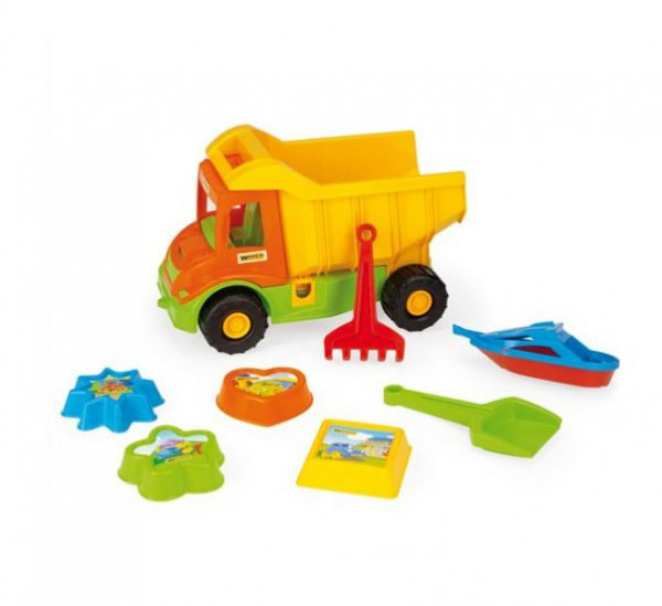 Грузовик Wader Multi Truck с набором для игры с песком и водой, 8 элементов