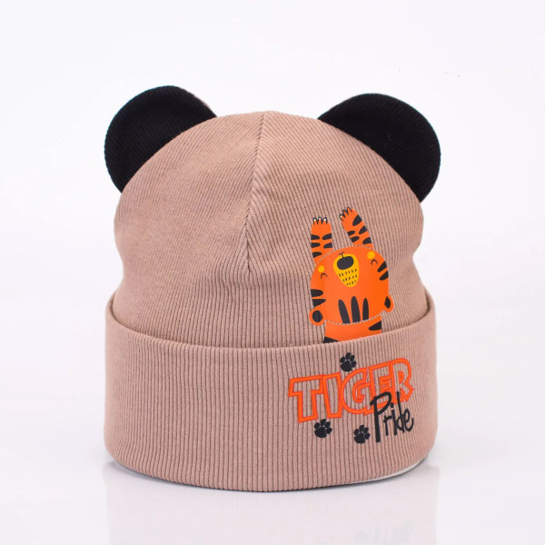 Шапка демисезонная Fashion Kids Tiger Pride, рубчик, 6-24м