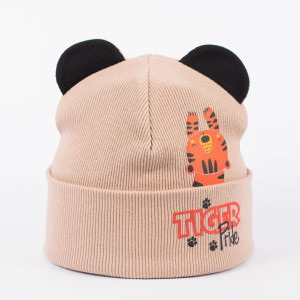 Шапка демисезонная Fashion Kids Tiger Pride, рубчик, 6-24м