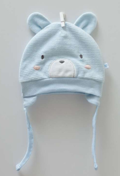 Шапочка для девочки Caramell Mini Baby Boy Мишка, велюр, 0-3 м