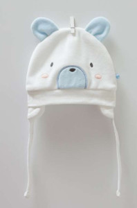 Шапочка для девочки Caramell Mini Baby Boy Мишка, велюр, 0-3 м