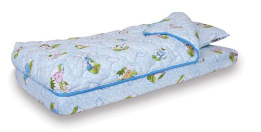 Комплект детский Велам Лежебока: матрац беспружинный зима-лето, стеганое одеяло, простыня на резинке, подушка
